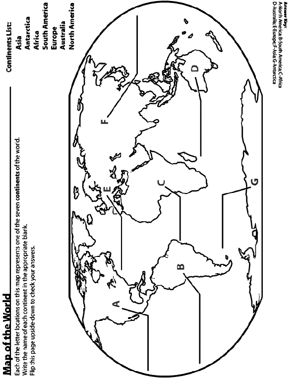 Label the Continents Coloring Page